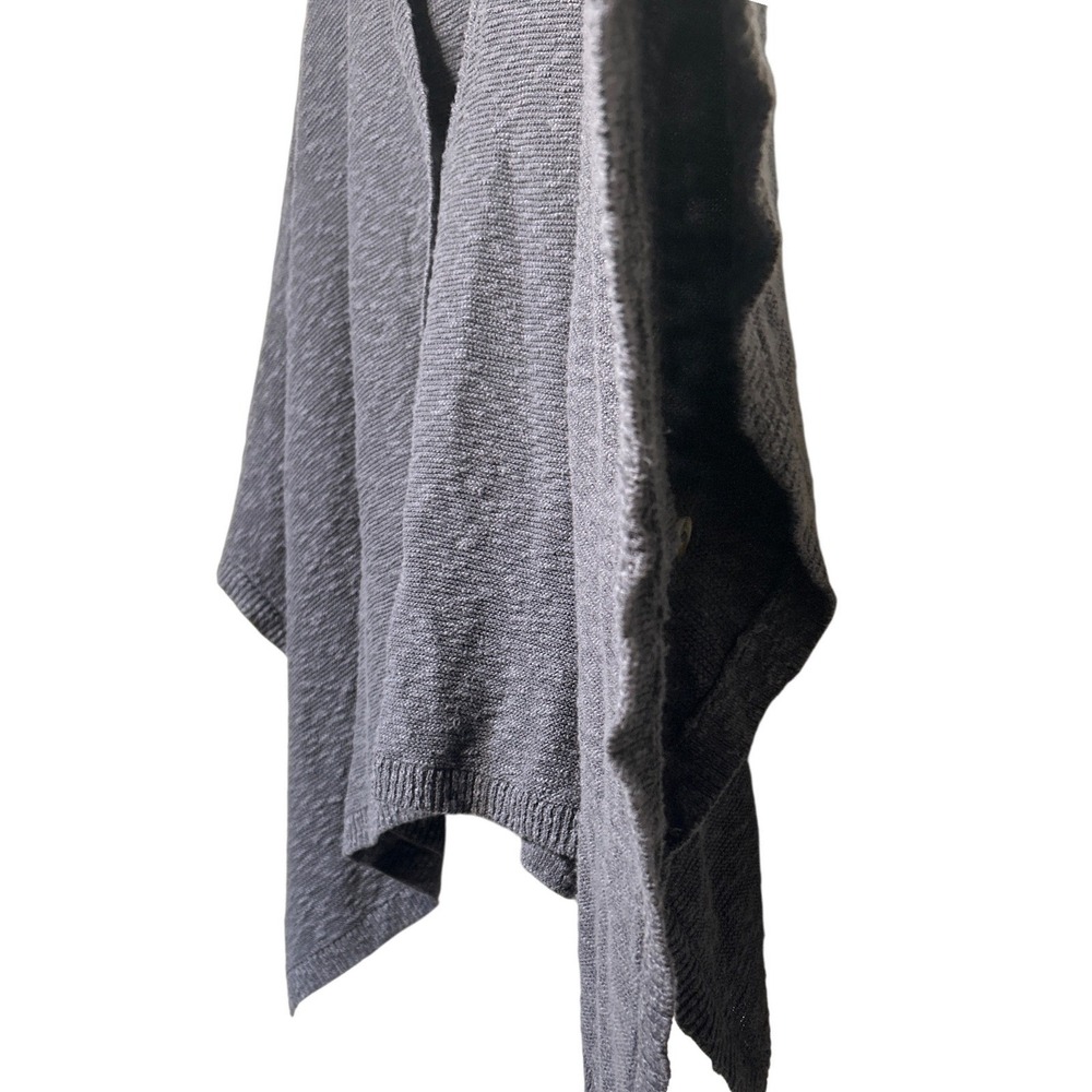 J. Jill Textured Knit Poncho Shawl Blue-Gray Women's One Size Fall Boho - Picture 6 of 10